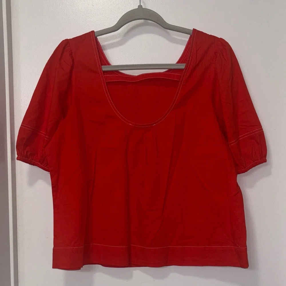 NWT LOFT Puff Sleeve Cutout Back Top